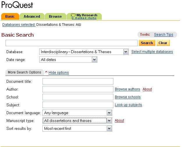 Dissertation topic data base